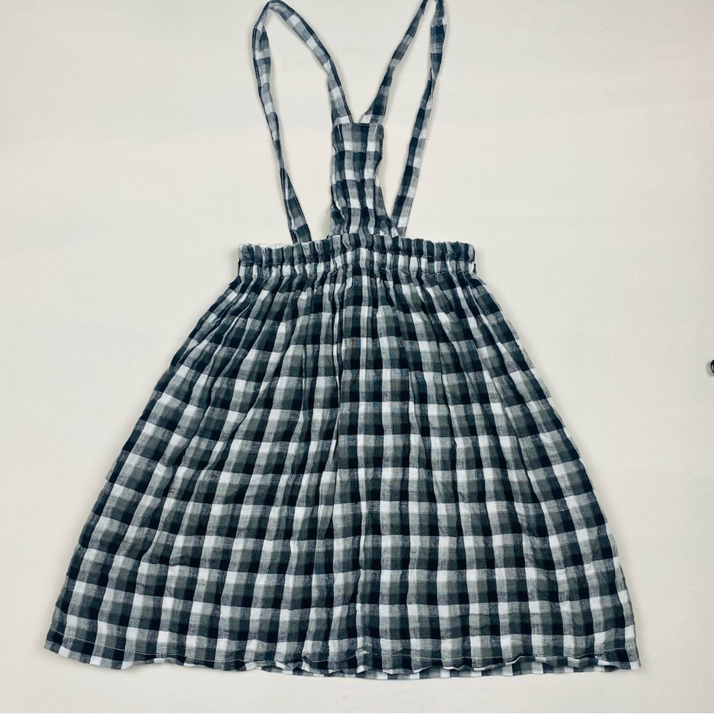Olivier London Linen Plaid Shoulder Strap‎ Suspender Skirt Dress Size 9-10 - Picture 2 of 9